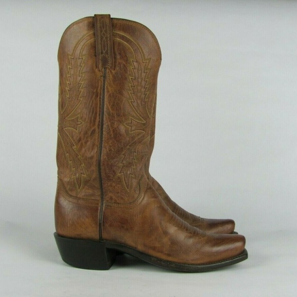 LUCCHESE Mad Dog Goatskin Tan Cowboy Boots 7 D - Picture 4 of 8